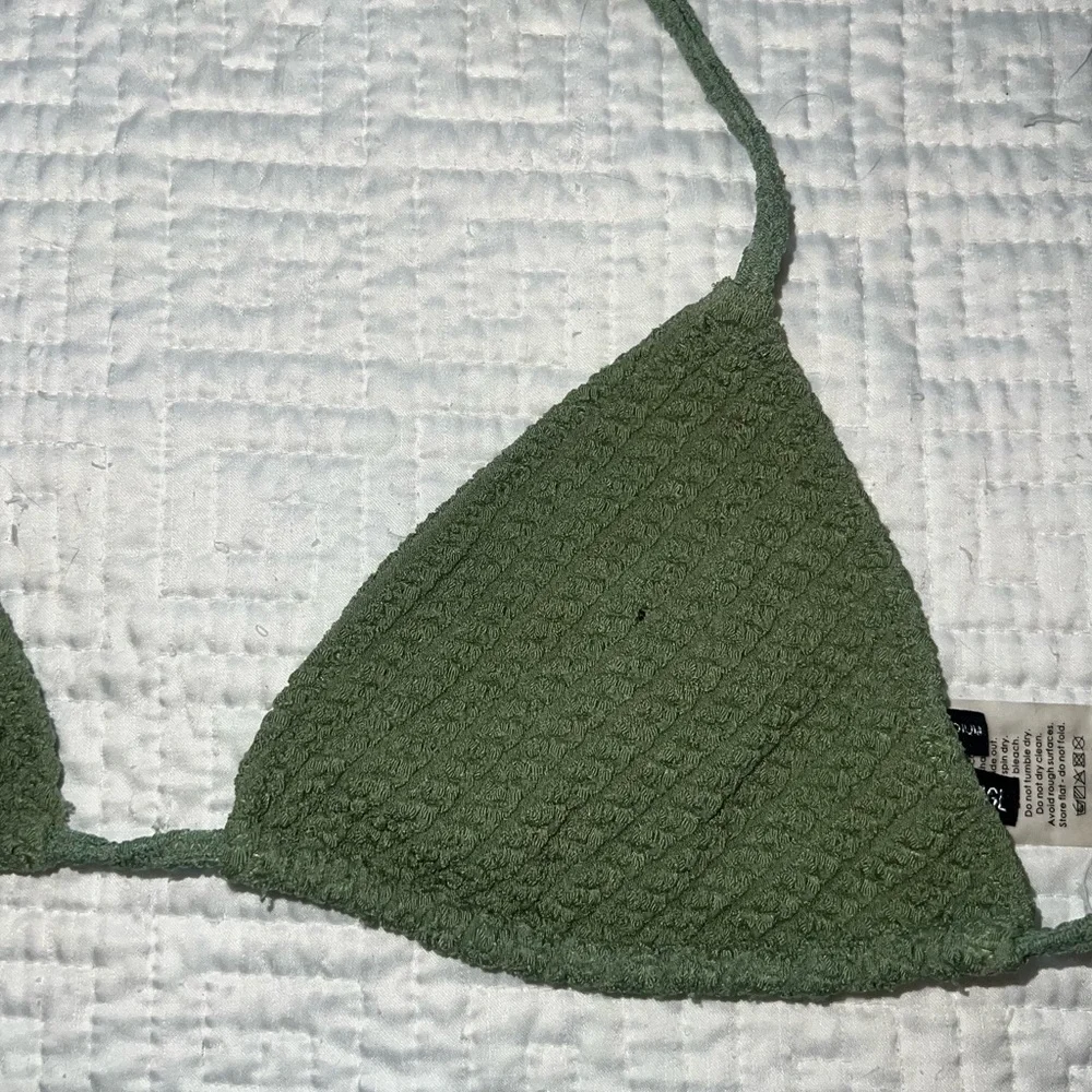 triangl swimwear Olive Green Textured Tie Bikini